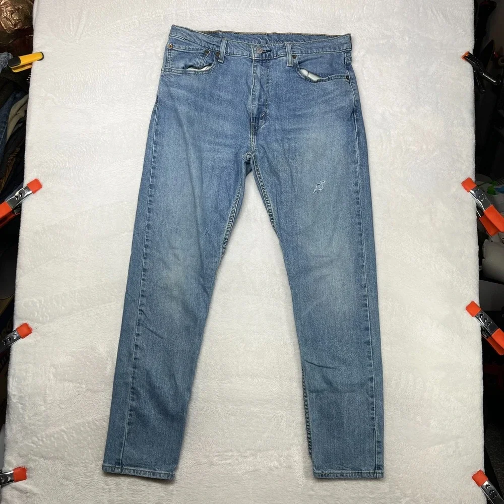 Levi's 512 Straight Jeans Men's Blue Denim Pockets Classic Zip Fly 34X30 - Flaws